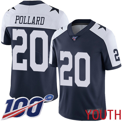 Youth Dallas Cowboys Limited Navy Blue Tony Pollard Alternate 20 100th Season Vapor Untouchable Throwback NFL Jersey
